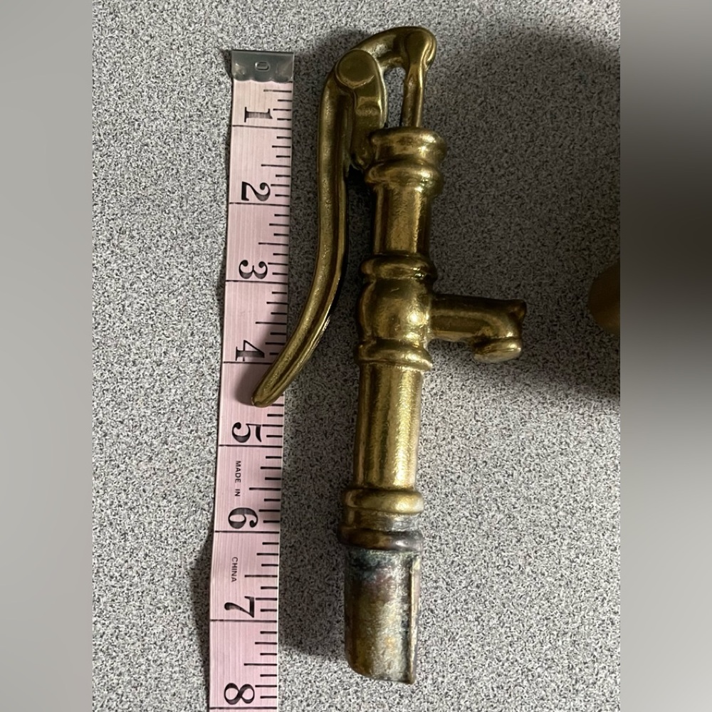 Vintage Solid Brass Water Pump & Barrel Planter 2pc - Picture 13 of 15
